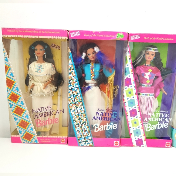 Vintage Special Collectors Edition Mattel Native American Barbie Dolls Full Set - Picture 2 of 16